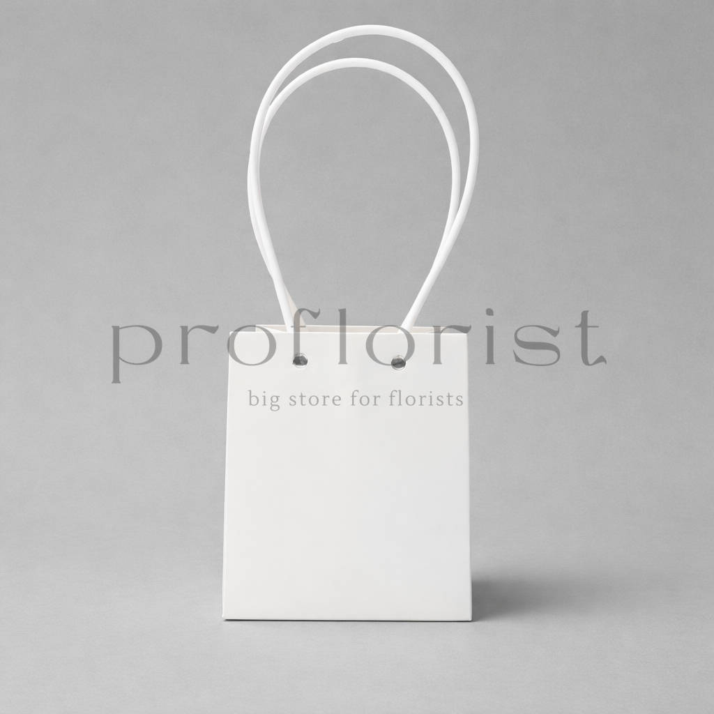 Minimalistyczna torebka na kwiaty biała z uchwytami 15×13×13