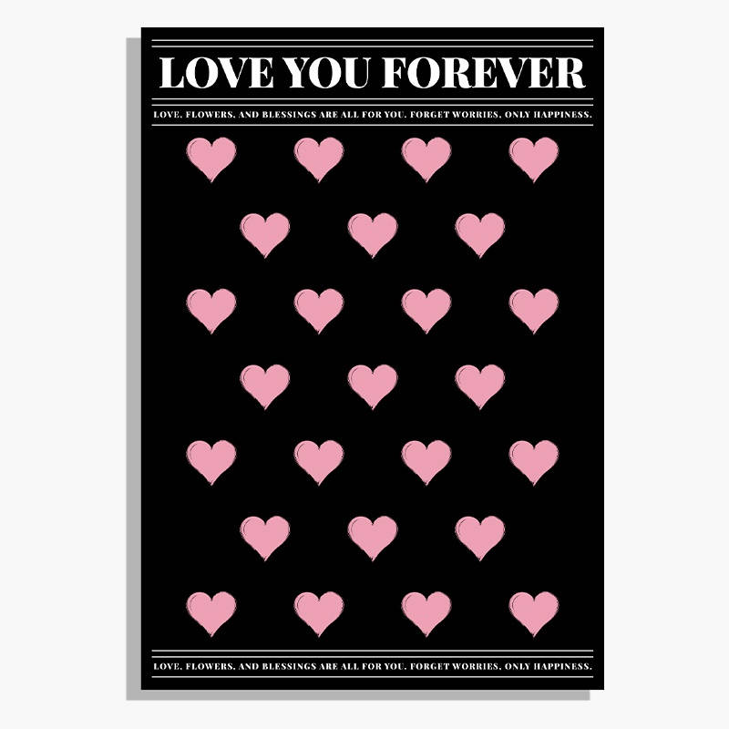 folia dekoracyjna do kwiatów love you forever czarna satynowa