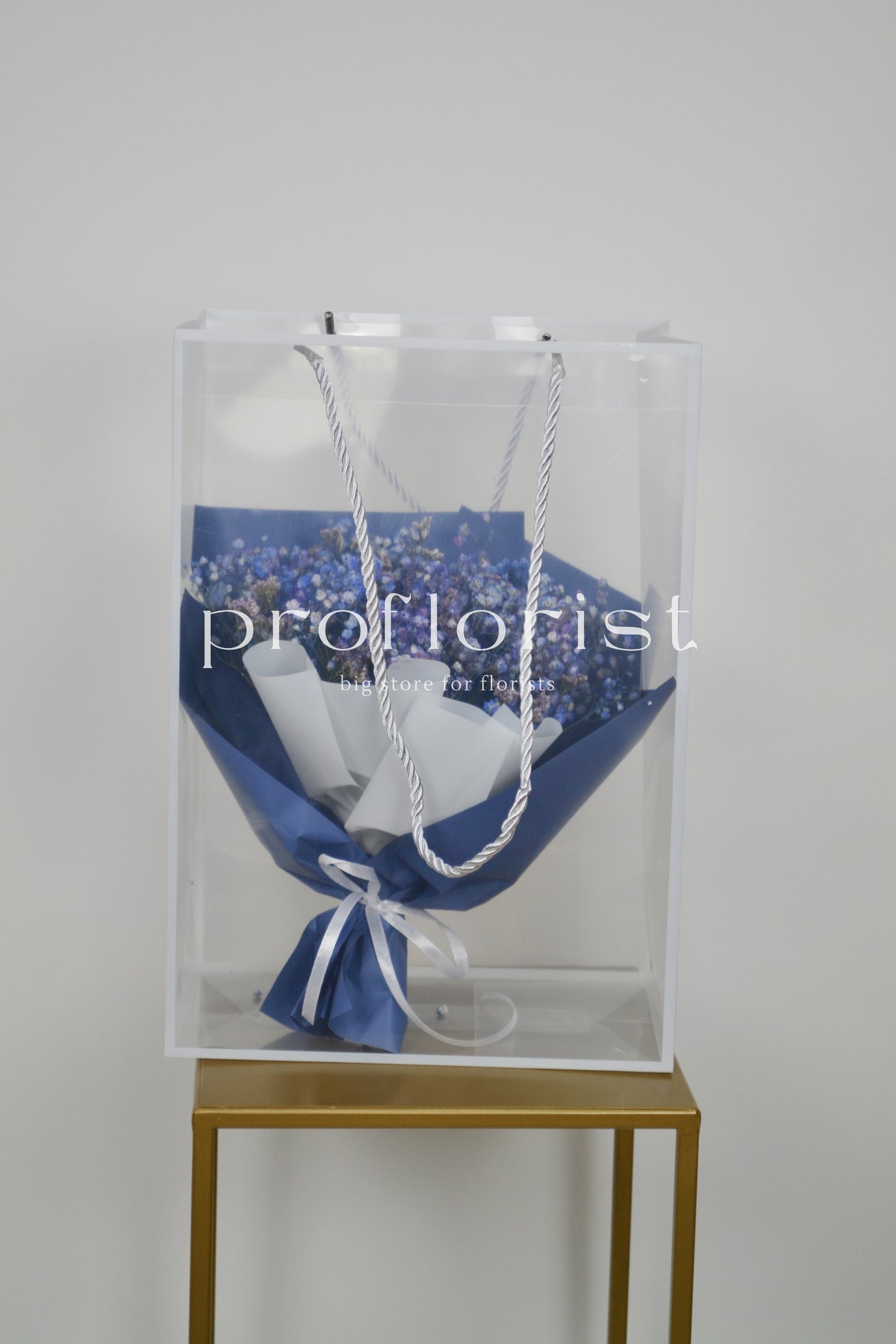 Przezroczysta torba prezentowa PVC z kolorowym kantem – 24,5×15×35 cm