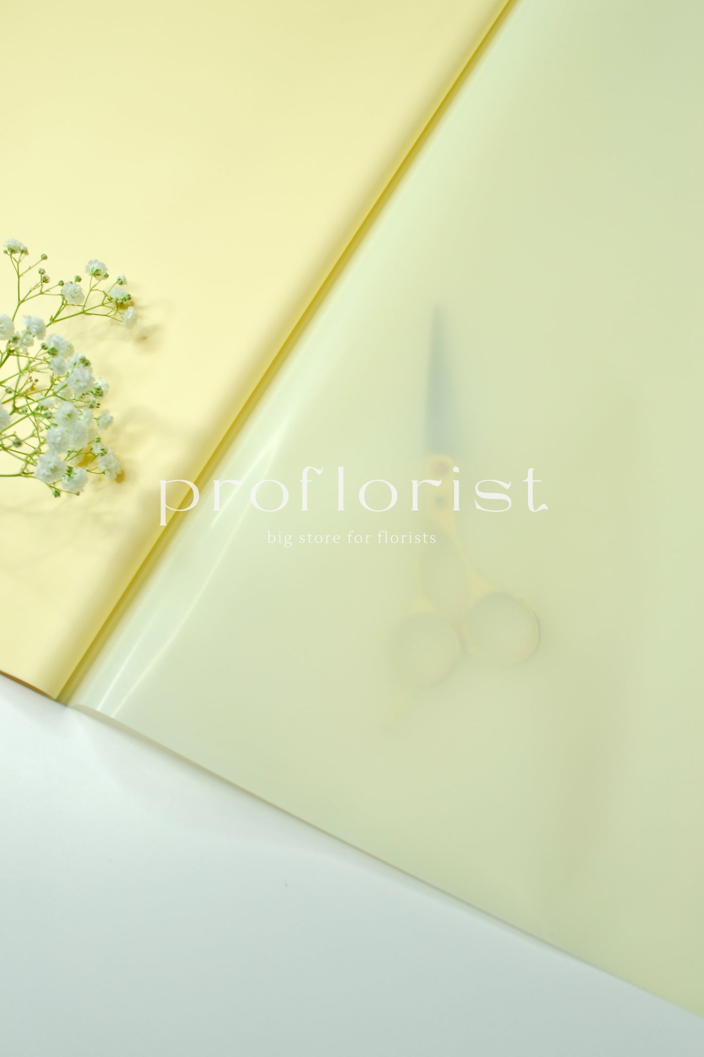 Folia ozdobna florystyczna matowa wodoodporna do opakowania bukietów w arkuszach, 20 szt, premium jakość, jednolity kolor stonowany żółty | Proflorist