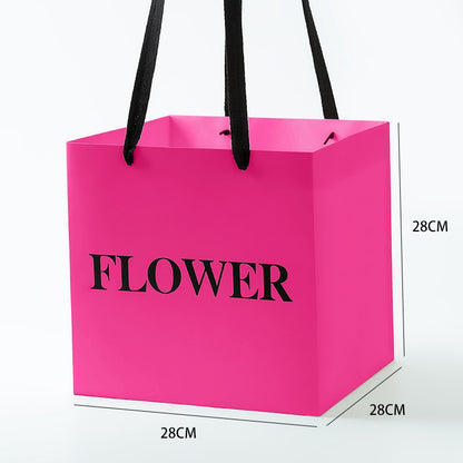 Torba lakierowana z napisem FLOWER - FUCHSIA