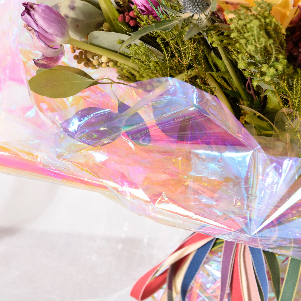 Folia opalizująca rainbow do kwiatów 50×50 cm – arkusze 15 szt.