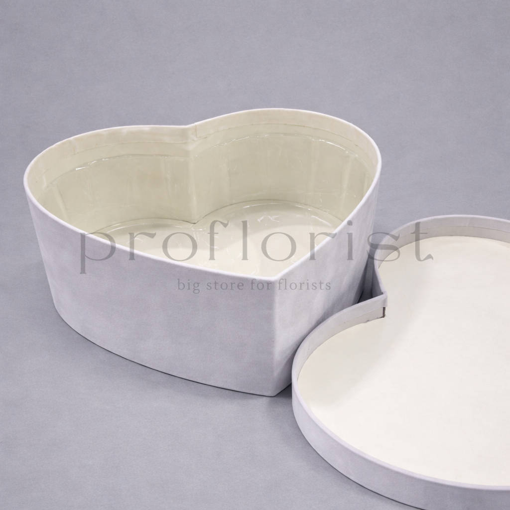 Pudełko Flower Box welur Serce białe – komplet 3 szt.