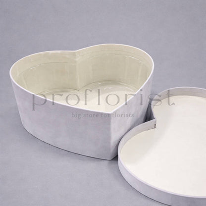 Pudełko Flower Box welur Serce białe – komplet 3 szt.