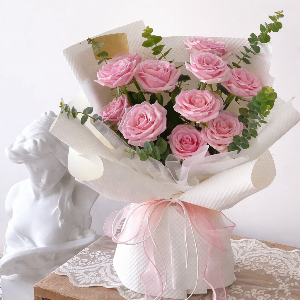 3D tłoczony papier florystyczny do pakowania bukietów 53×53 cm – 10 arkuszy