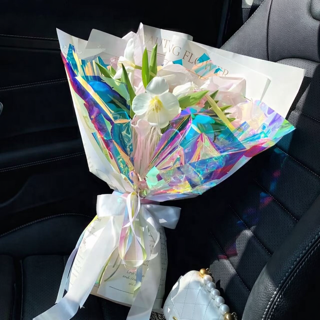 Folia opalizująca rainbow do kwiatów 50×50 cm – arkusze 15 szt.