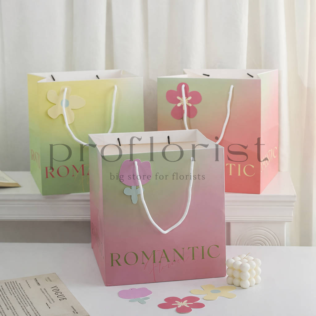 Torba papierowa pastelowa ROMANTIC 30×28×28 cm