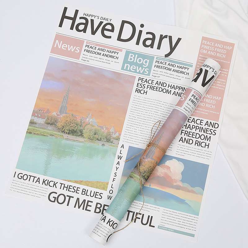 papier gazetowy ozdobny 58x52 cm z napisem 