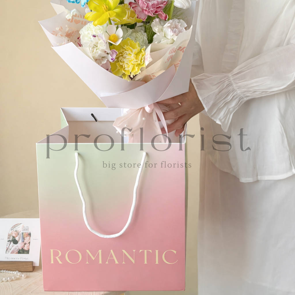 Torba papierowa pastelowa ROMANTIC 30×28×28 cm