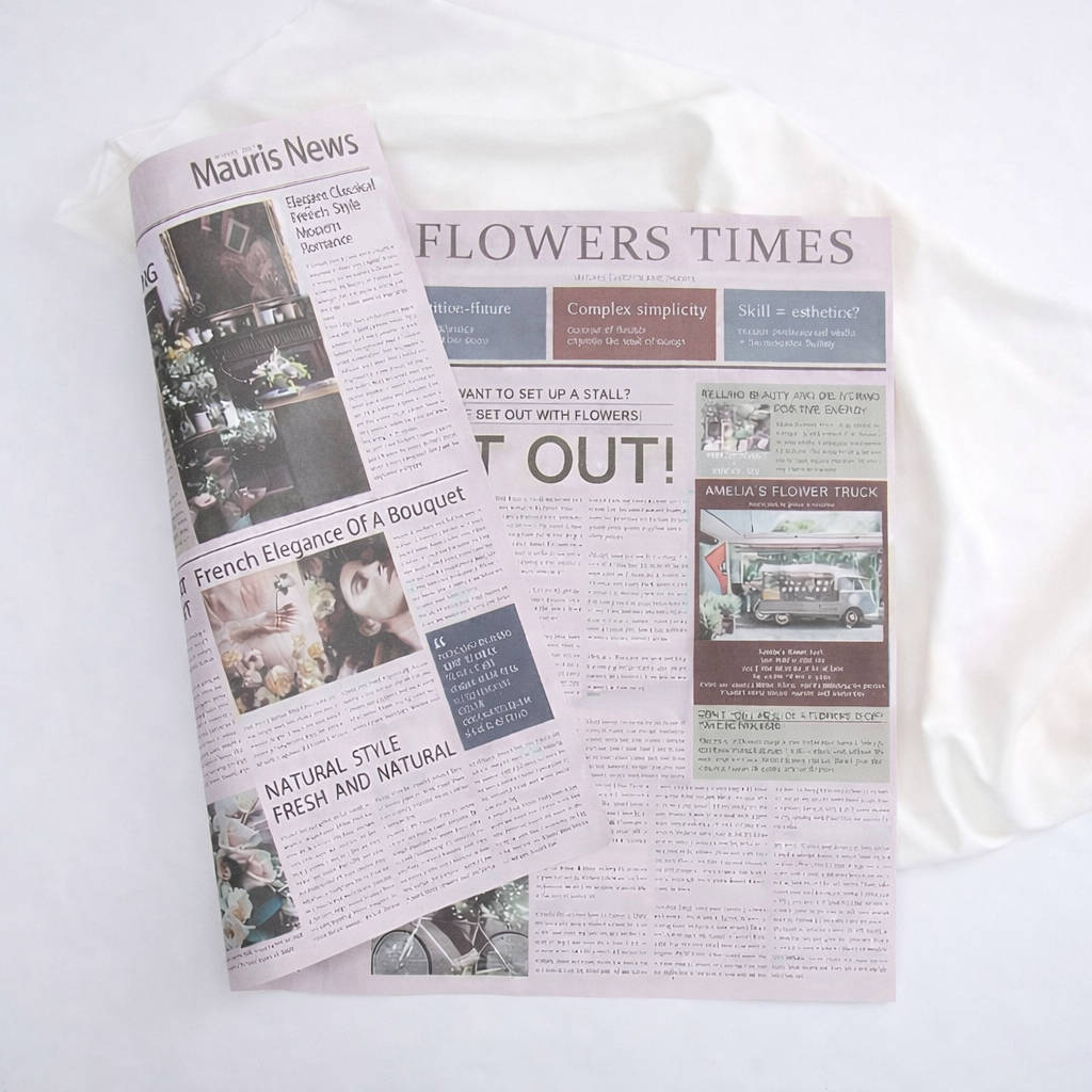 papier florystyczny gazetowy z nadrukiem