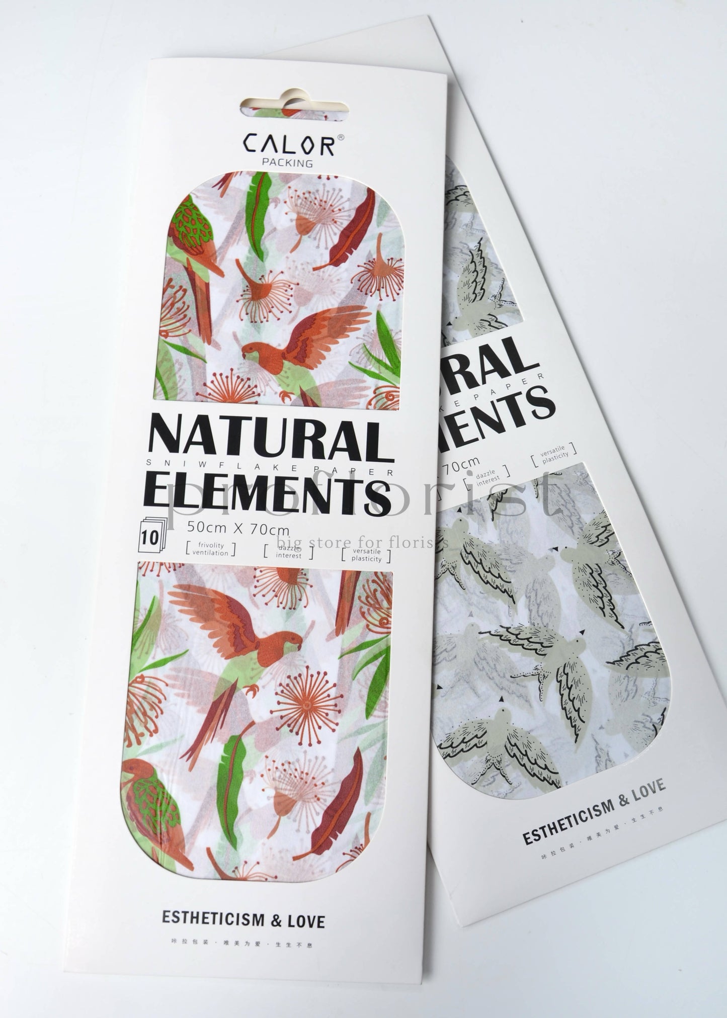 Ozdobny papier florystyczny we wzory 50 × 70 cm | Bibuła, 10 arkuszy