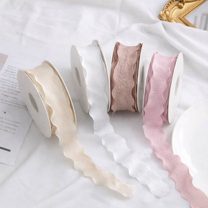 Wstążka materiałowa falowana 4 cm × 10Y – dekoracyjna wstążka florystyczna premium