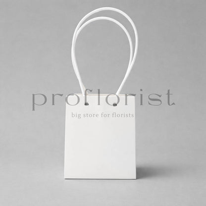 Minimalistyczna torebka na kwiaty biała z uchwytami 15×13×13