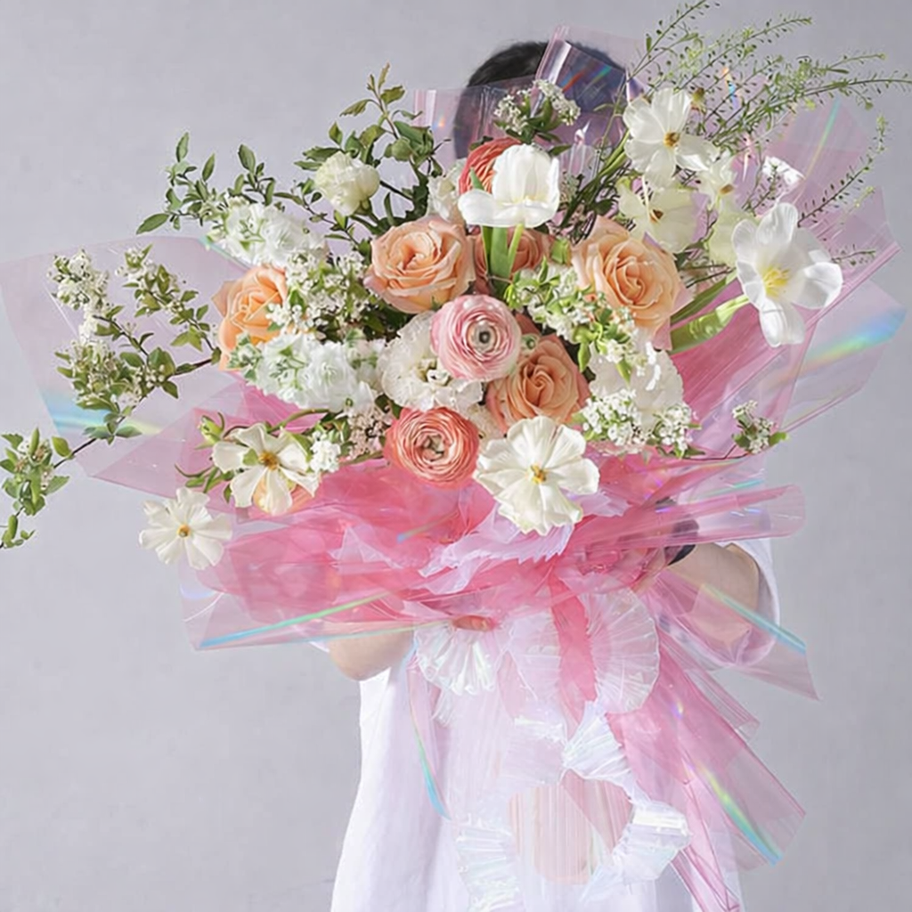 Folia florystyczna opalizująca holograficzna 58×58 cm – arkusze 15 szt.