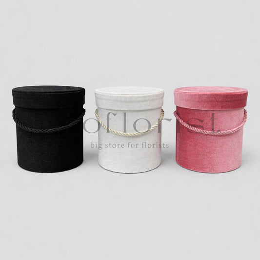 Flowerbox welurowy z wieczkiem i sznurkiem 12 cm × 12,7 cm