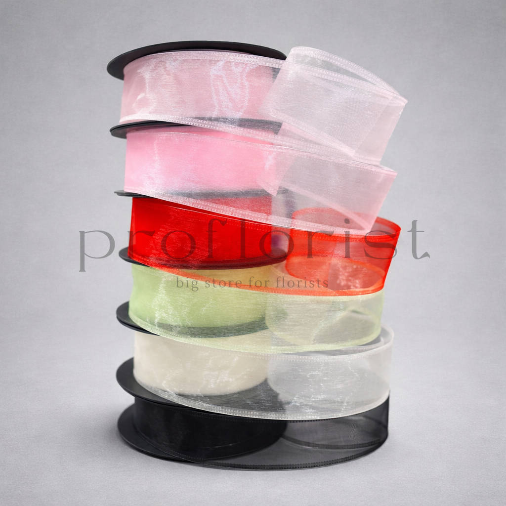 Wstążka szyfonowa z drucikiem 4 cm × ok. 9 m (10 yardów) – do kokard i dekoracji florystycznych