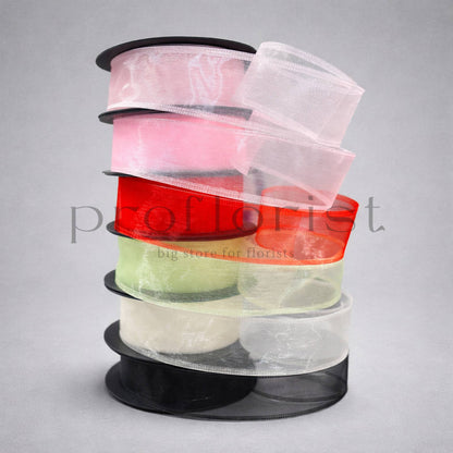 Wstążka szyfonowa z drucikiem 4 cm × ok. 9 m (10 yardów) – do kokard i dekoracji florystycznych