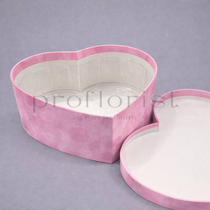 Pudełko Flower Box welur Serce różowe – komplet 3 szt.