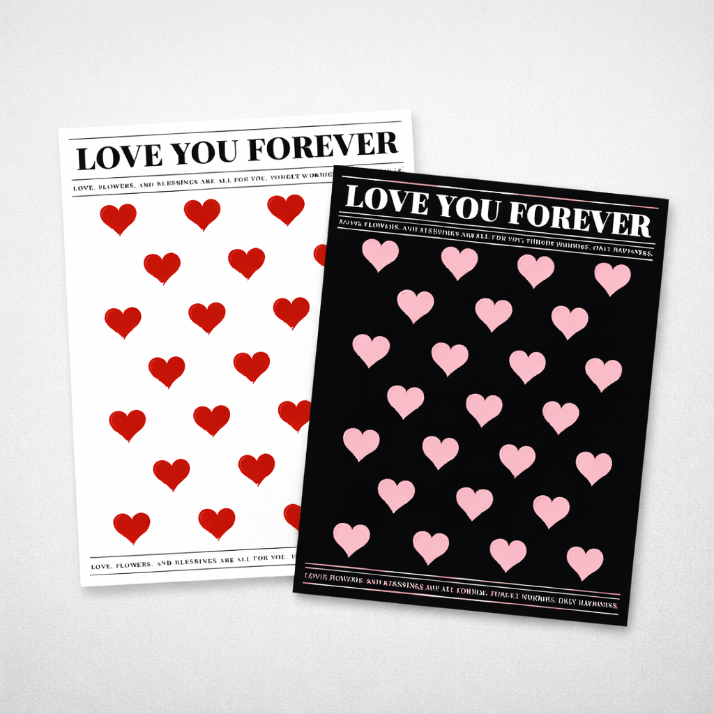 Folia florystyczna satynowa LOVE YOU FOREVER – arkusze 35x50 cm, 20 arkuszy