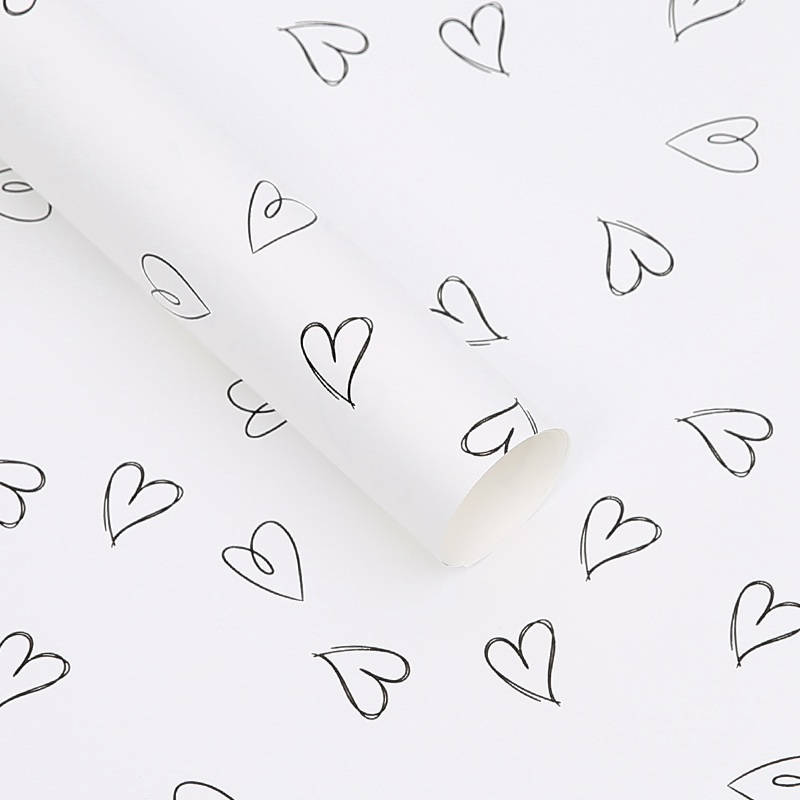 Folia florystyczna w rysowane serduszka – 58×58 cm, 20 arkuszy