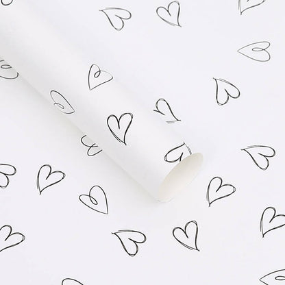 Folia florystyczna w rysowane serduszka – 58×58 cm, 20 arkuszy