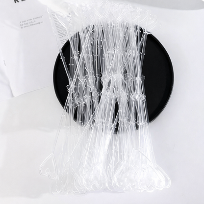Klips plastikowy z sercem do kartek i zdjęć – uchwyt florystyczny 34 cm, 80 szt