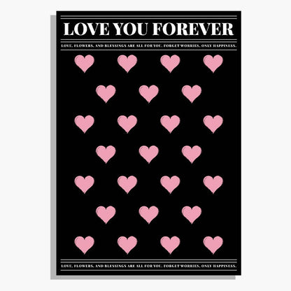 folia dekoracyjna do kwiatów love you forever czarna satynowa