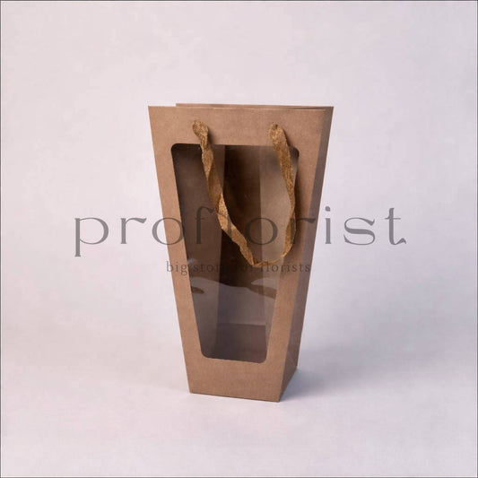 Torebka kraftowa z okienkiem Trapez 42x28x15 cm