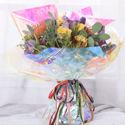 Folia opalizująca rainbow do kwiatów 50×50 cm – arkusze 15 szt.