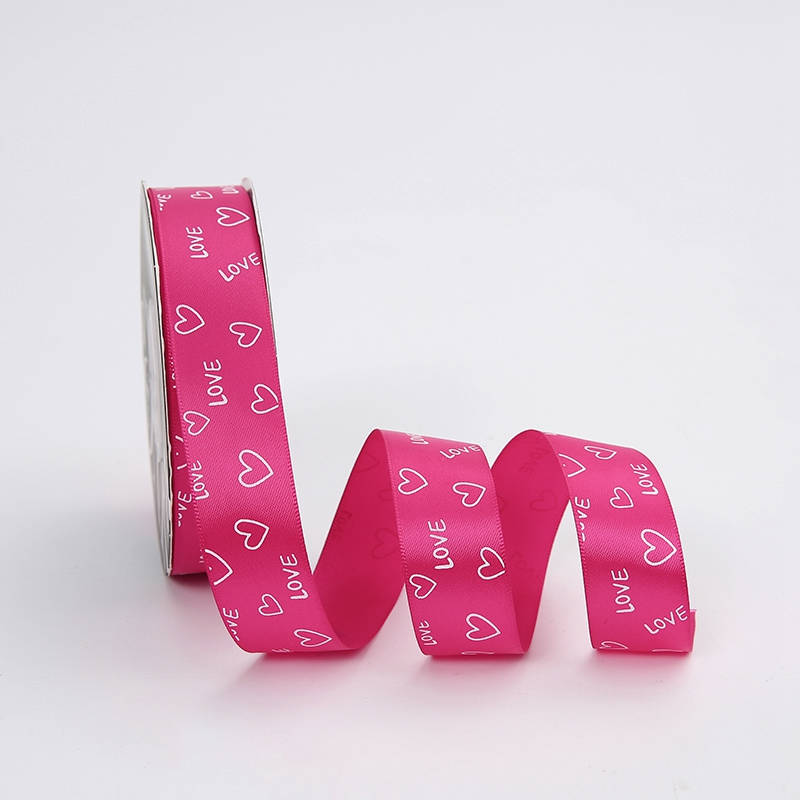 Wstążka satynowa z nadrukiem LOVE 2,5 cm × 33Y