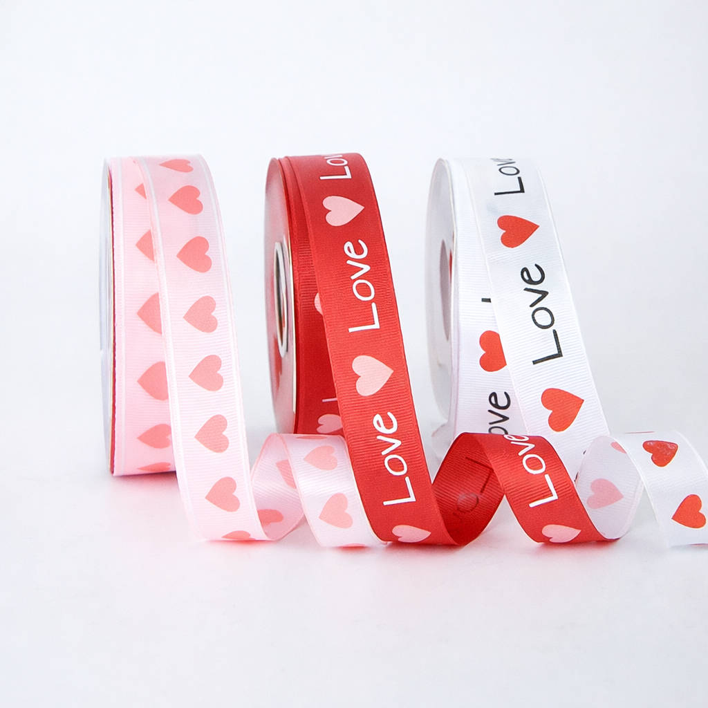 wstążka satynowa love hearts do bukietów