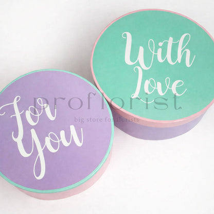 Pudełka z napisem flower box śr.19/22/24.5 cm zestaw 3 szt