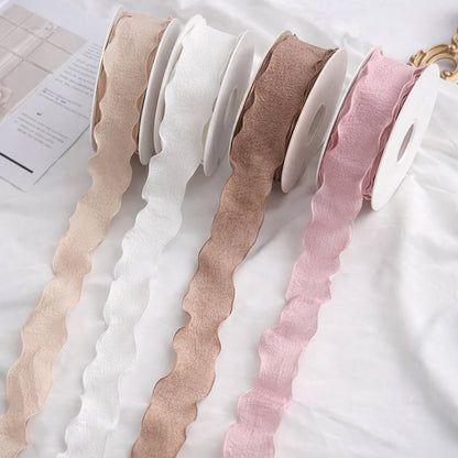 Wstążka materiałowa falowana 4 cm × 10Y – dekoracyjna wstążka florystyczna premium