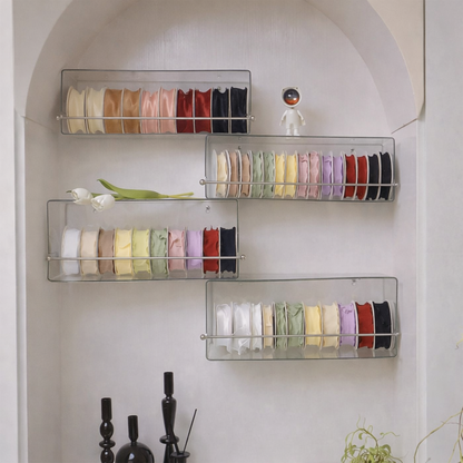 Organizer na wstążki akrylowy 47×16×15,5 cm – ścienny, z drążkiem