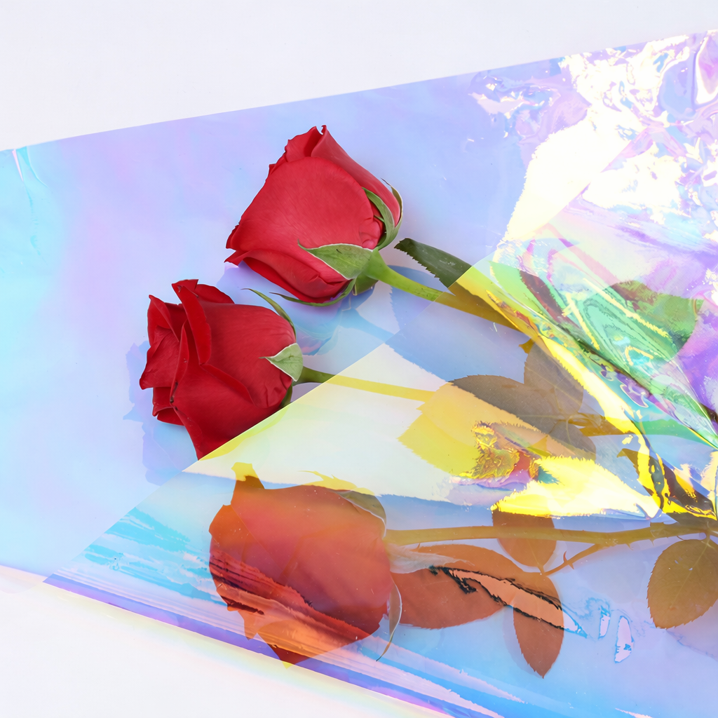 Folia opalizująca rainbow do kwiatów 50×50 cm – arkusze 15 szt.