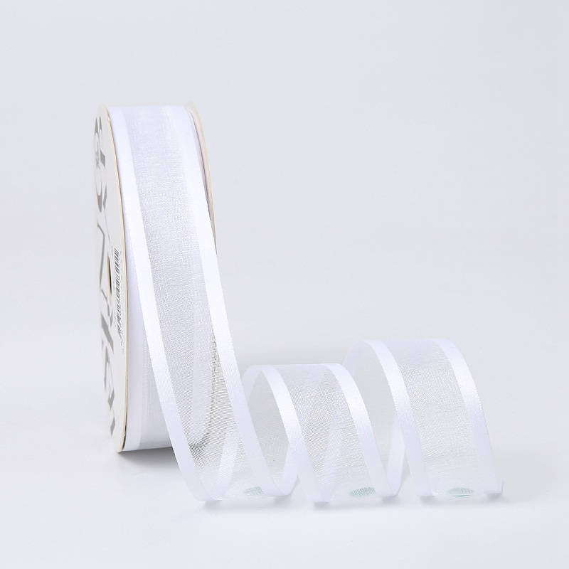 Wstążka tekstylna PREMIUM z transparentnym środkiem - 2.5cm x 20Y